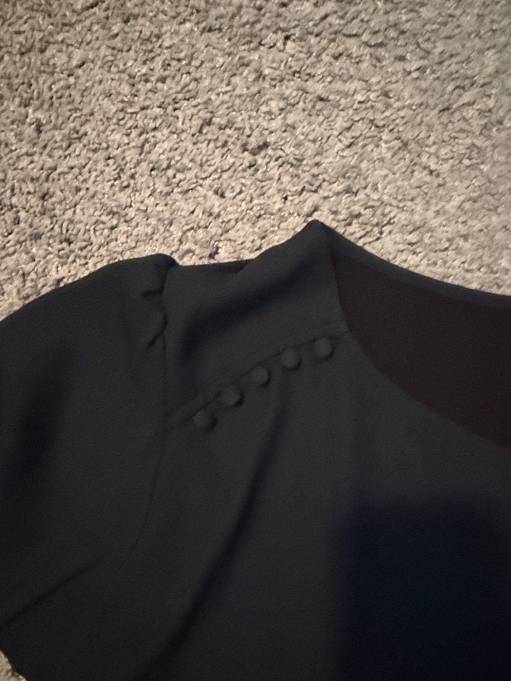 Fortune & Ivy Black Flutter-Sleeve Blouse with Button Detail - Picture 3 of 4